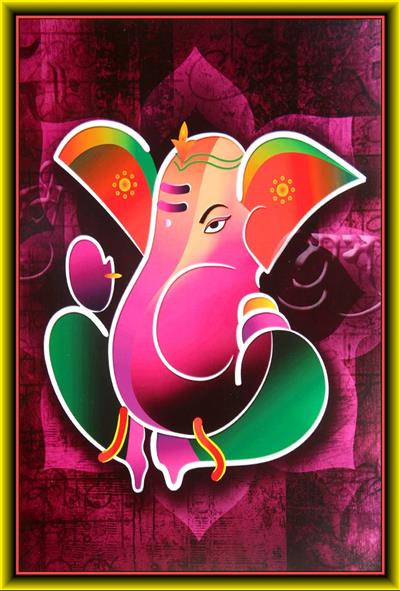 Dhoom City : Purple Colored Ganesh Art Painting Picture Frame With ...